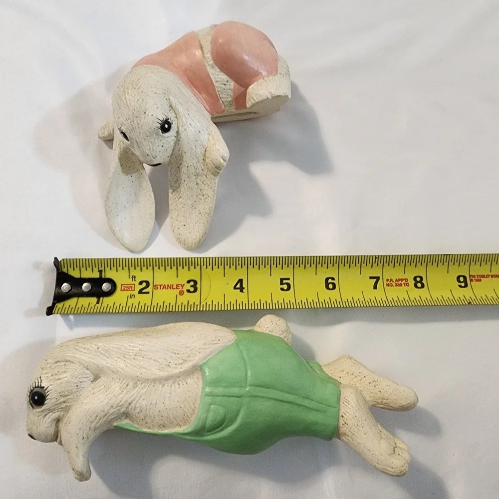 Lot Of 2 Vintage Ceramic Hanging Floppy-Ear Bunny Grannycore, Cottage